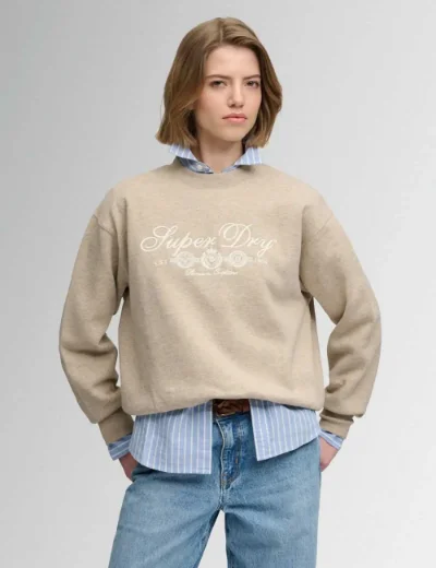 Superdry Country Club Crew Neck | Oatmilk Beige Marl