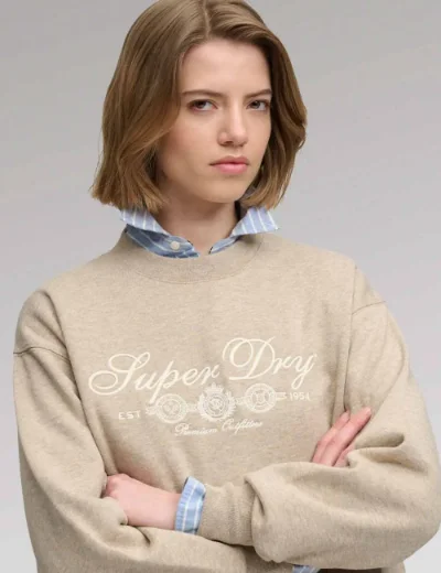 Superdry Country Club Crew Neck | Oatmilk Beige Marl