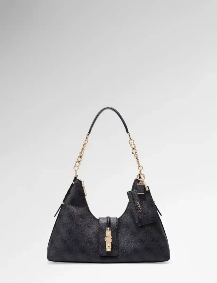 Guess Yvonne Logo Hobo Bag | Coal