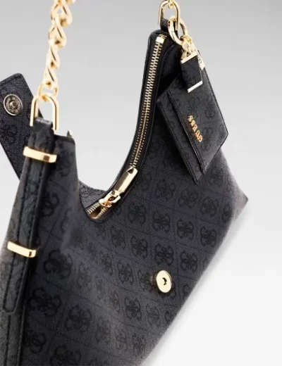 Guess Yvonne Logo Hobo Bag | Coal