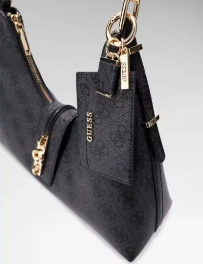 Guess Yvonne Logo Hobo Bag | Coal
