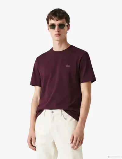 Lacoste Mens Classic Fit Cotton Pique T-Shirt | Burgundy