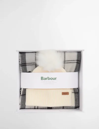 Barbour Dover Beanie Hat and Hailes Scarf Gift Set | Monochrome