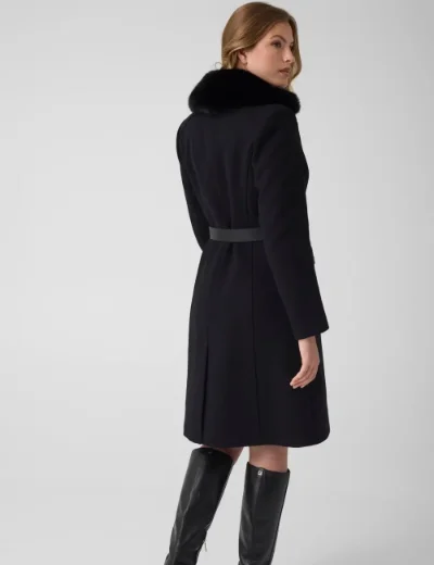 Picture of Guess Womens Wool-Blend Belted Coat | Black