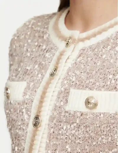 Guess Womens Aomori Textured Knit Cardigan | Beige